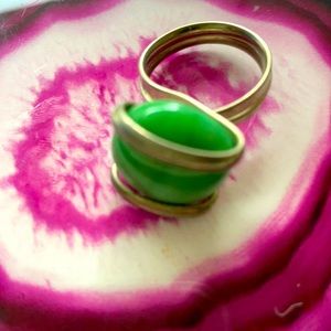 Green stone ring with adjustable band